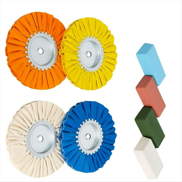 8 Ruedas Pulidoras de Vías Respiratorias de 8 Pulgadas, Kit de Pulido de Ruedas de Aluminio, Segura en Diámetro de Eje de 5/8 Pulgadas para Amoladora Angular