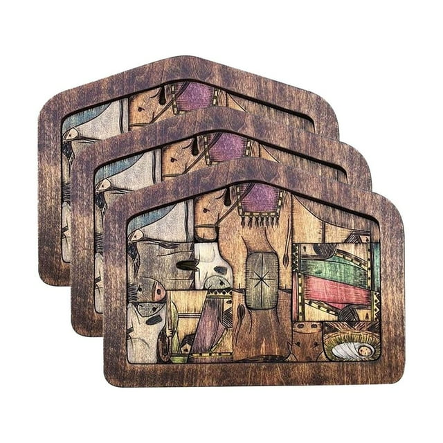 Game Wooden 3Pcs Burned Jesus Design With Wood For Kids Puzzle Puzzles Home Decor