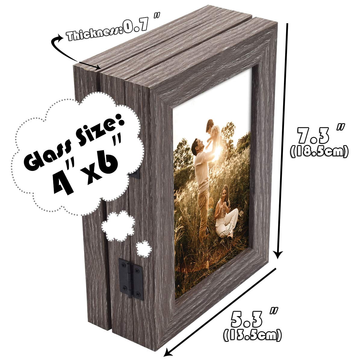 Golden State Art 3-Opening 4x6 Trifold Hinged Desk Top Decor Picture Frame, Grey, 2-Pack