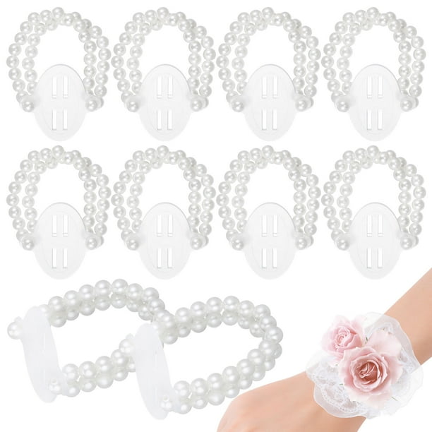 10 pulseras de perlas con ramillete para boda, para novia y dama de honor, para el Día de la Madre, graduación, fiestas y eventos.