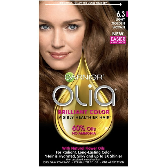 Garnier Hair Color Olia Ammonia-Free Brilliant Color Oil-Rich Permanent Hair Dye, 6.3 Light Golden Brown, 1 Count (Packaging May Vary)