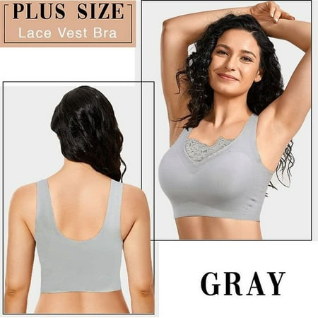 

Tarmeek Plus Size Bras Bras for Women no Underwire Women Bra Lingerie Seamless Plus Size Elastic Comfort Lace Vest Bra （M-7XL） Wire-Free Bra Breastfeeding Bralette