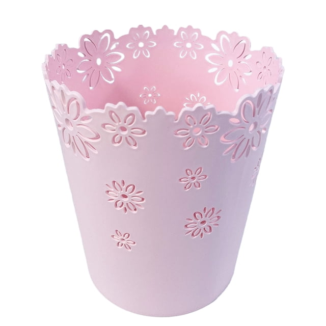 Papelera AORNTAE Nazr Hollow Flower con tapa de plástico S-Pink