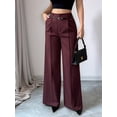 thumbnail image 6 of Wide Leg Work Pants for Woman Stretchy Office Slack Pants Pull on Business Trousers with Pockets Wine Red XL, 6 of 8