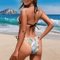 thumbnail image 5 of Uourmeti Women's Halter Neck Two-Piece Bikini Set | Tropical Palm Tree Print | Tie Side Bottoms | Quick Dry Swimwear for Beach Vacation & Pool Party, 5 of 9