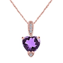 1.15 Carat Heart Shape Gemstone With 4 Side Round White Diamond Design Pendant Necklace For Woman Crafted In 10k Rose Gold With 18 Gold Plated Over 925 Sterling Silver Box Chain