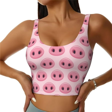 Jgfou Pig Nose Print Womens Sports Bra - Padded Workout Sports Bras Crop Tank Top