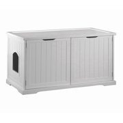 Zoovilla Large Cat Washroom Bench Litter Box Cover, White, 37.4" L X 21.5" W X 22.75" H