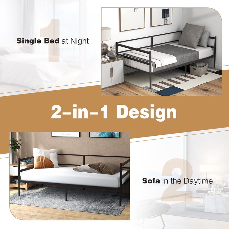 Gymax Twin Metal Daybed Frame, Dual-Use Sofa Bed photo 8