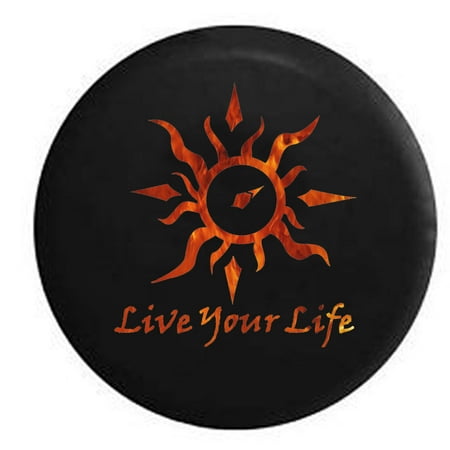 Live Your Life Tribal Sun Compass Flames Fire Spare Tire Cover for Jeep RV 33