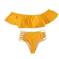 thumbnail image 3 of Gibobby Trajes de Natación para Mujer Las mujeres traje de swimmon se rompieron del hombro Sexy Sólido Color sólido Ropa de Swimswear Beachwear Bikini Ju(Amarillo,M), 3 of 5