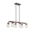 thumbnail image 3 of LNC 6-Light Bronze and Wood Mason Jar Farmhouse Chandelier, 3 of 16