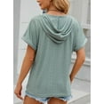 thumbnail image 6 of Cuteduck Women's Hooded V-Neck Short Sleeve T-Shirt, Summer Loose Fit Button Down Top S-XXL, 6 of 6