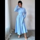 thumbnail image 4 of Vestido de Larga para Mujer, con Botones, Maxivestido de Cóctel y Trabajo. Azul S, 4 of 9