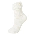 thumbnail image 5 of XFeng  Women Crew Socks Ruffled Lace Textured Knit Soft Lightweight Novelty Mid Calf Socks for Party Dating Daily Wear,Beige,One Size, 5 of 7