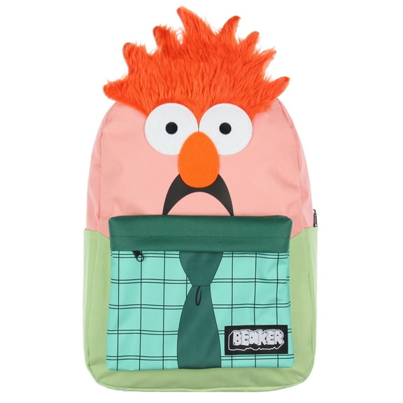 The Muppets Beaker 3D Character Hair 17" Cute Backpack Laptop Travel Book Bag Padded Back Adjustable Straps