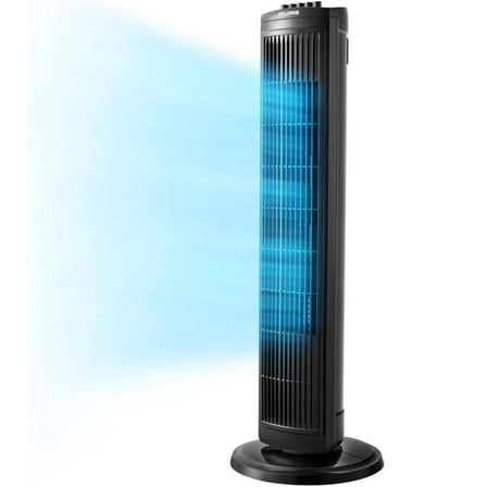 Open Box Pelonis 30 Inch 3-Speed Oscillating Tower Bedroom Fan with Auto-off Timer, Black