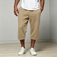 thumbnail image 5 of Mifsaly Capri Sweatpants for Men Drawstring Elastic Waist Lounge Capris Front Seam Comfortable Casual Relaxed Fit Workout Everyday Outfits with Pockets Khaki,XL, 5 of 9