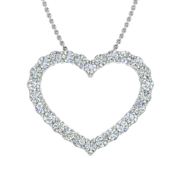 1/2 Carat Diamond Heart Pendant Necklace in 14K White Gold (Included Silver Chain) (I1-I2 Clarity)