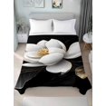 thumbnail image 4 of Gorgeous Flowers Flat Sheet Only Twin Size, Soft Breathable Bed Top Sheets for Mattress, White Gold Floral Botanicals Black Luxury Bedding Flat Sheets for Home Hotel Bedroom Bed Protection, 4 of 9