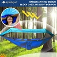 thumbnail image 4 of [3 IN 1] AYAMAYA Camping Hammock with Mosquito Net & Sun Shade Cloth for 2/Double Person, Portable Lightweight Nylon Swing Hammock with Tree Straps (Blue), 4 of 8