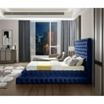 thumbnail image 5 of Pemberly Row Modern / Contemporary Fabric Navy Velvet Queen Bed, 5 of 9