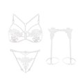 thumbnail image 2 of Gibobby Sujetador De Encaje Para Mujer Conjunto de lencería sexy con pantalones cortos, sexy cierre frontal, malla negra, manga larga, body para mujer(Blanco, Talla única), 2 of 5