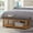 Granite, variant on Upholstered Linen Bench with Storage Shelf, Tufted Ottoman Bench for Bedroom Entryway Living Room, Solid Wood Spindle Legs, Charcoal Accent Furniture