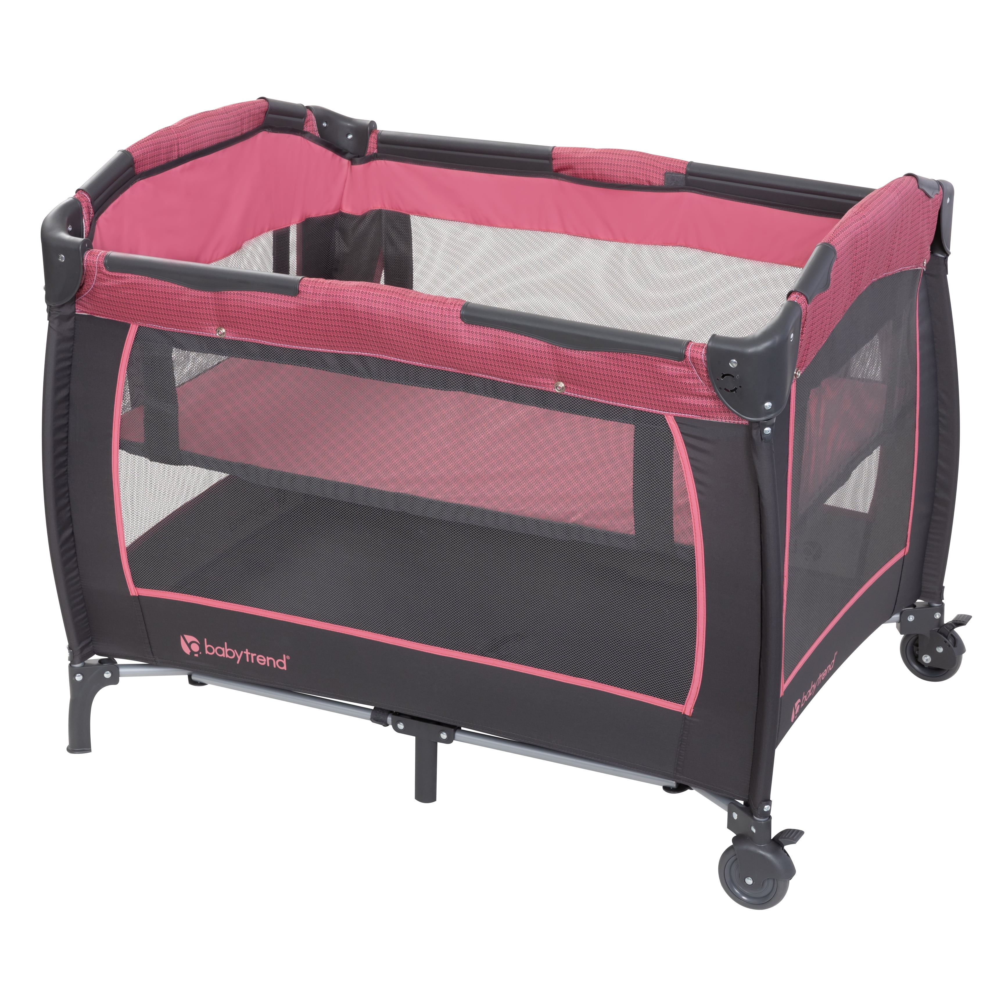 Baby Trend Lil Snooze Deluxe III Nursery Center Playard for Twins with Travel Bag, Cozy Berry