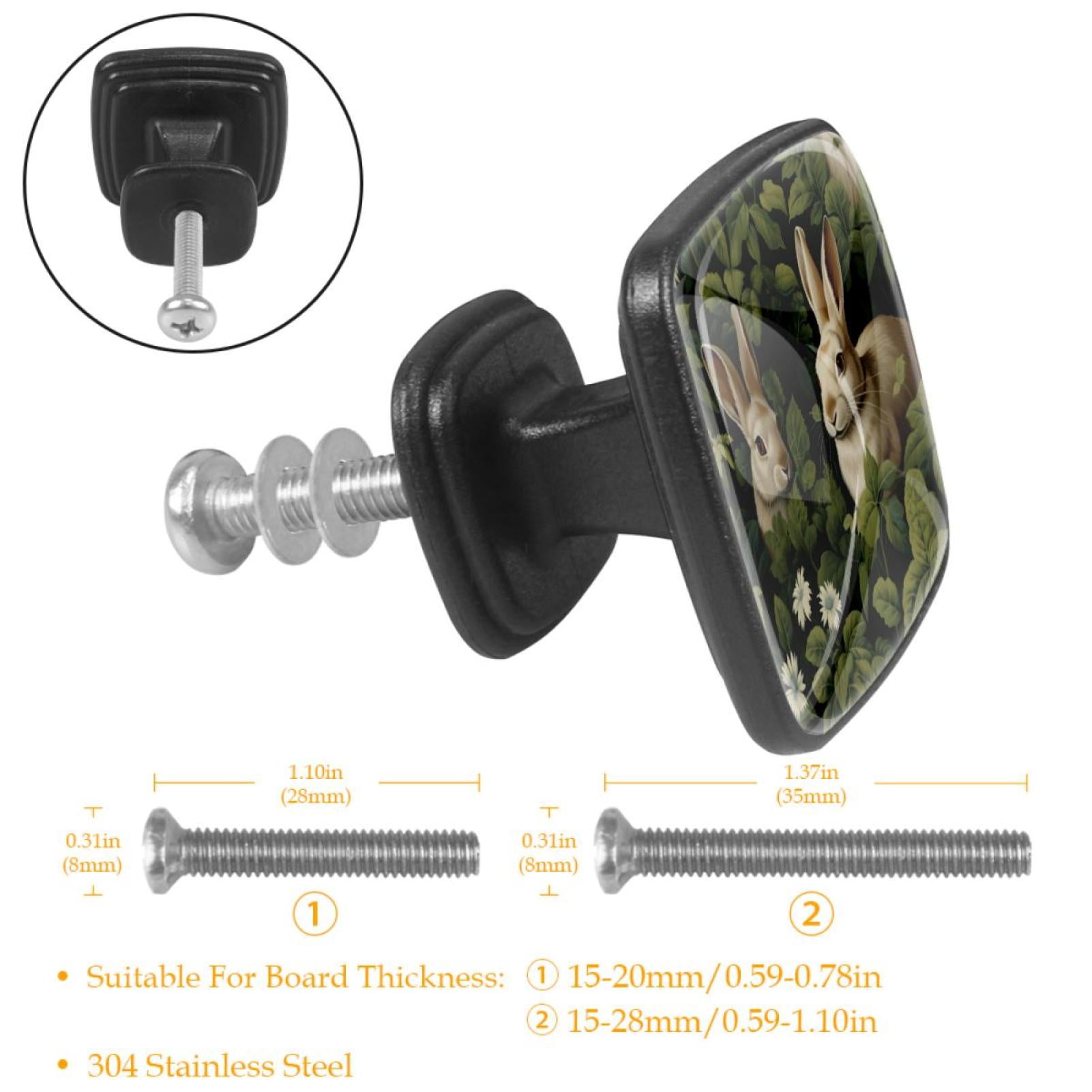 4 Pcs Cabinet Handle Drawer Pulls Rabbit Knobs with Screws Square Furniture Office Cabinet Knob Decoration