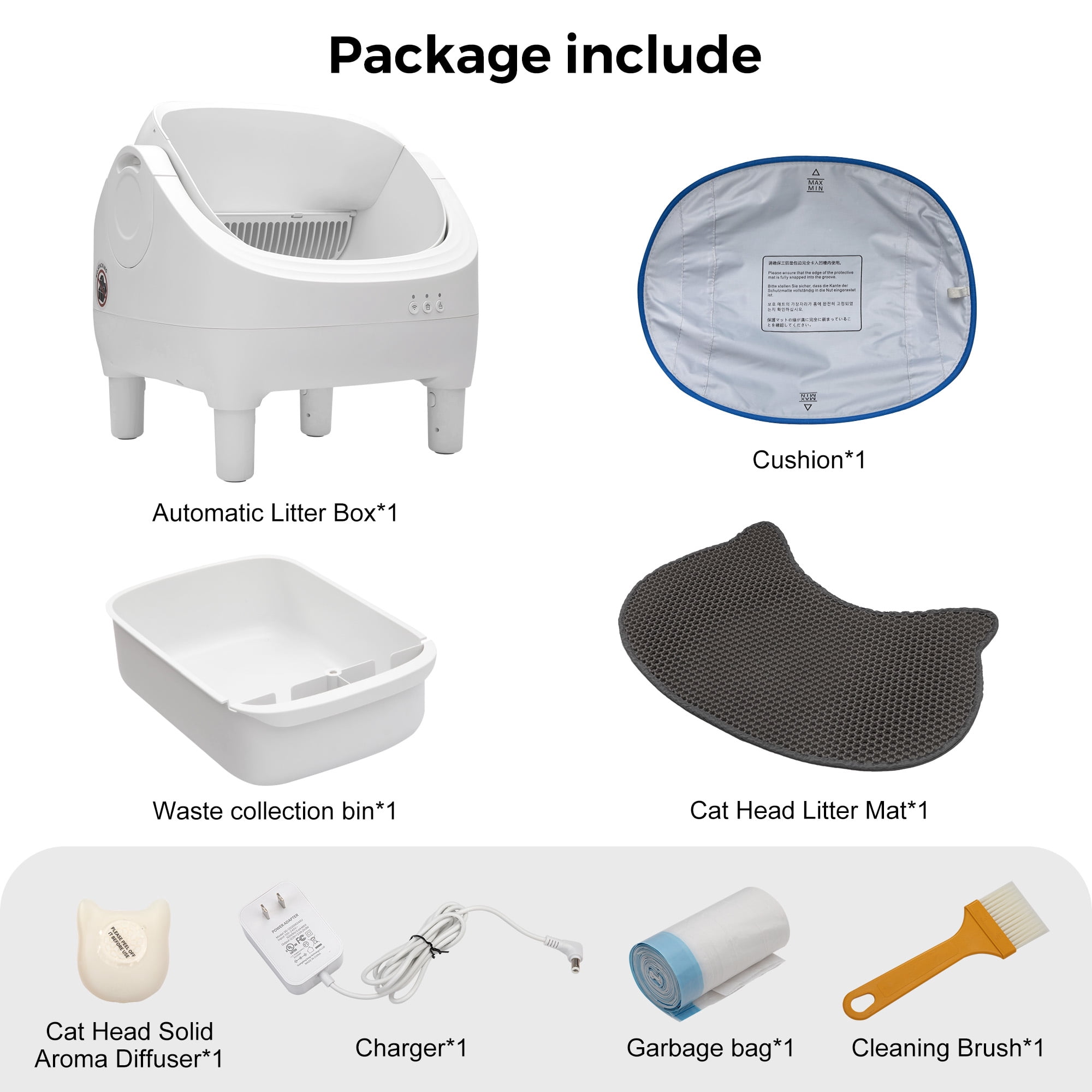 COZIWOW Smart Cat Litter Box with Waste Drawer, Solid Air Freshener, Cleaning Brush, Charger and Cat Litter Mat