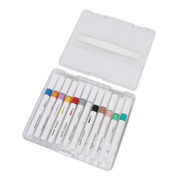 Bolígrafo De Dibujo De 12 Colores, Bolígrafos De Pintura Acrílica, Cuerpo Ligero, Agarre Cómodo Para Madera, Vidrio, Tela Plástica Para Tarjeta De Felicitación