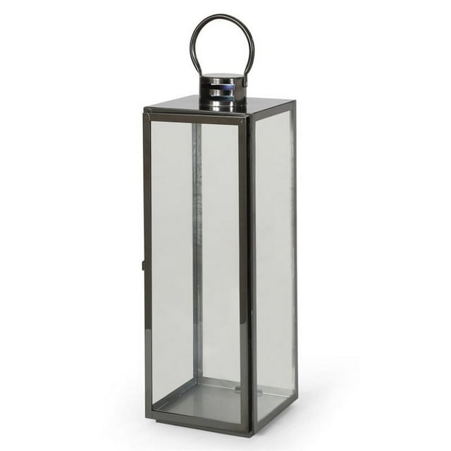 Noble House Lanterne en Acier Inoxydable Moderne 24 Pouces pour Extérieur en Noir