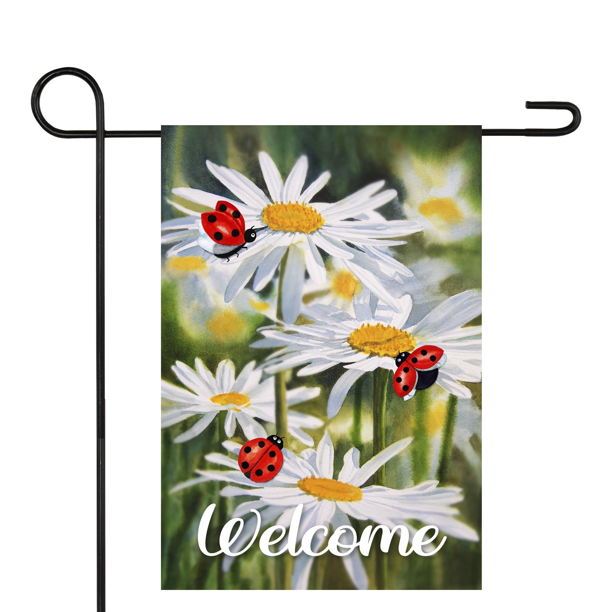 Welcome Ladybug and Daisey Outdoor Garden Flag 12.5" x 18"