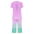 thumbnail image 6 of Tnhcen 2 Piece Women's Tie Dye Short Sleeve Lounge Pajamas Set Capri Pants with Pockets Homewear S-3XL, 6 of 6