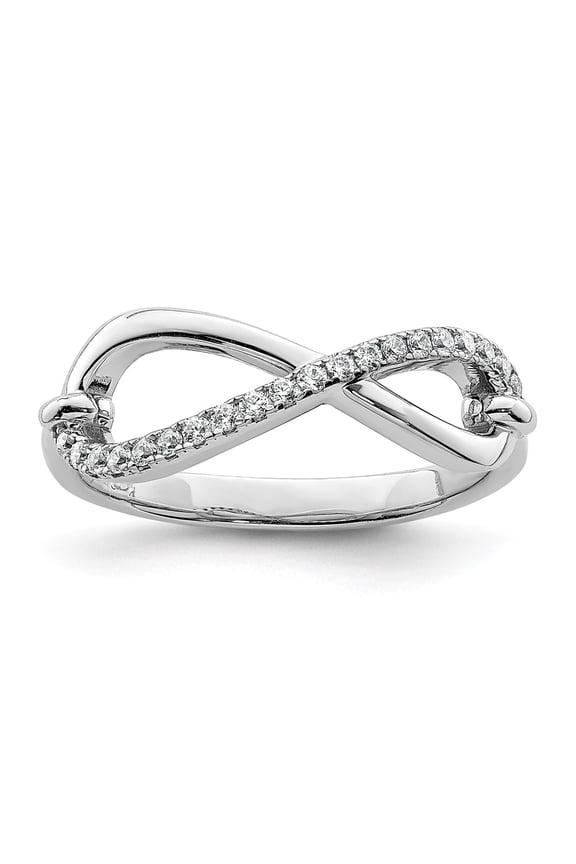 925 Sterling Silver CZ Polished Infinity Symbol Ring Size: 7; for Adults and Teens; for Women and Men
