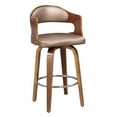 thumbnail image 6 of Wood and Faux Leather Copper Mid-Century 27-Inch Counter Seat Height Swivel Barstool, 6 of 8
