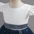 thumbnail image 4 of YOUSNH Enfants Tout-Petits Bébés Filles Printemps Été Imprimé à Volants Manches Courtes Robe de Princesse à Volants Sans Manches Spectacle Dentelle Tulle Robe de Fête Robes pour Filles Marine 6-7 Ans, 4 of 8