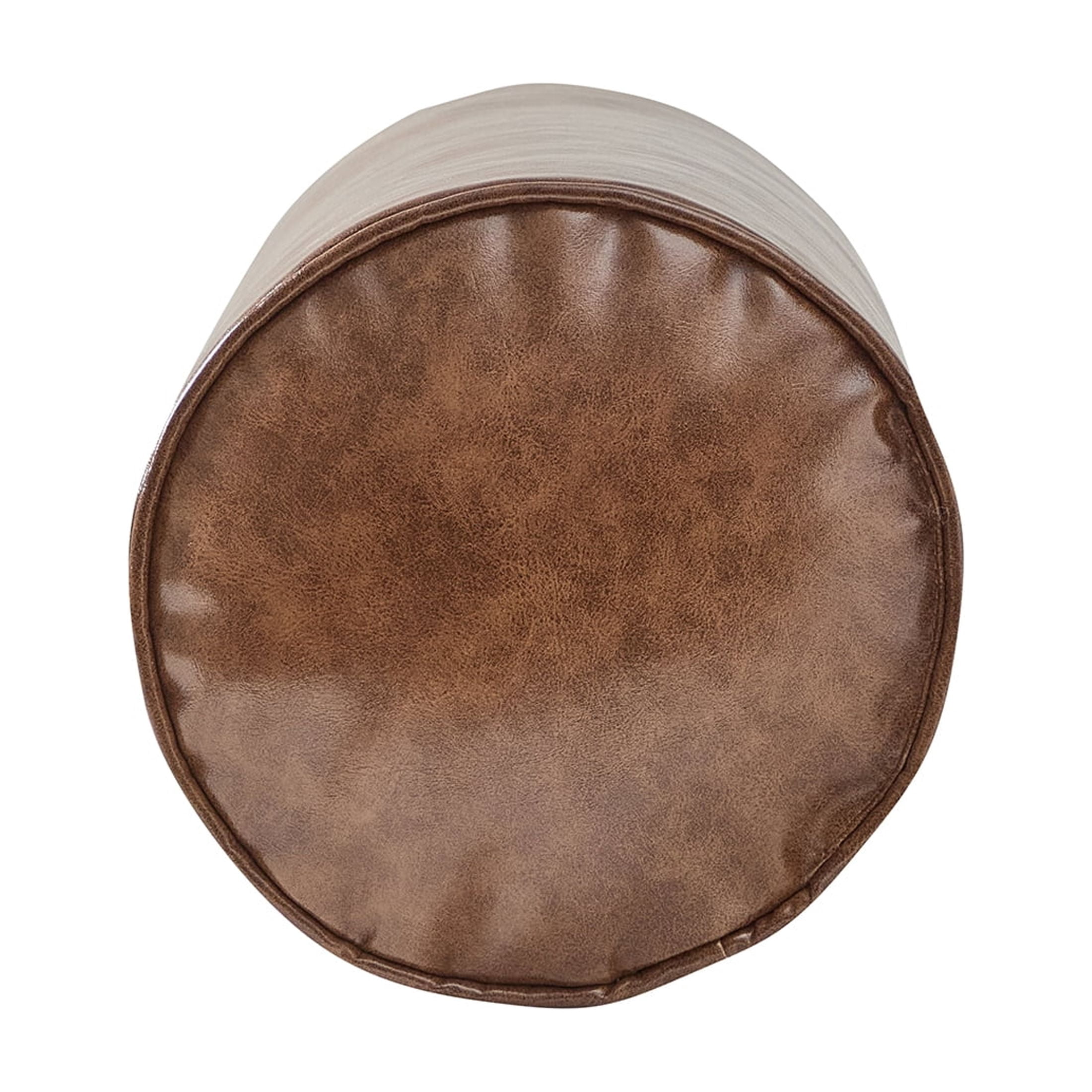 Home Decor Collection 8" x 20" Brown Faux Leather Bolster Decorative Pillow