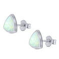 thumbnail image 3 of 10mm Triangle Stud Earring Created White Opal Solid 925 Sterling Silver, 3 of 5