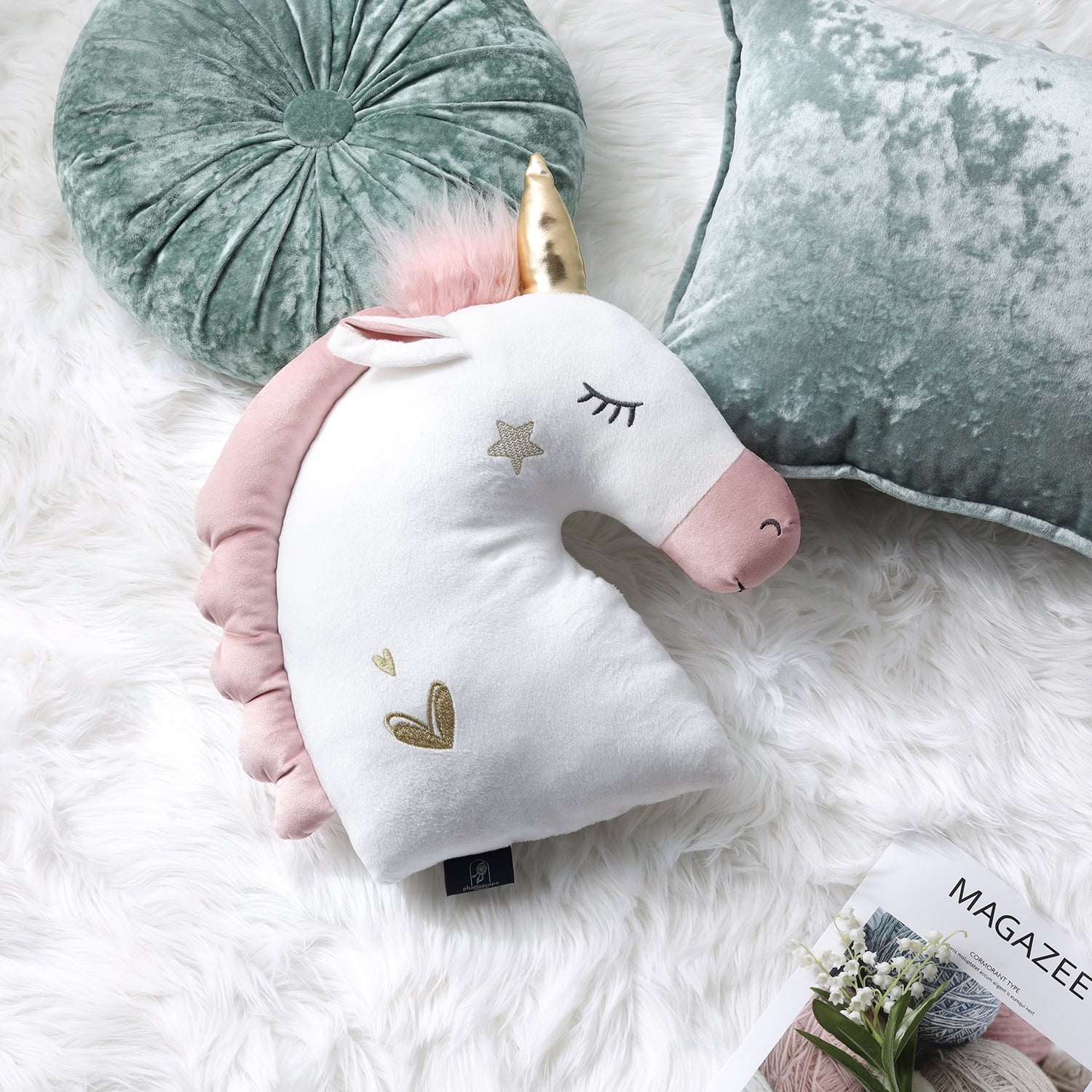 Unicorn top shaped pillow