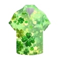 thumbnail image 2 of Ceisia Men's St. Patrick's Day Watercolor Four-Leaf Clover Print Short Sleeve Turndown Collar Stretch Casual Shirt Mint Green XL Gifts, 2 of 5