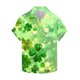 thumbnail image 2 of Ceisia Men's St. Patrick's Day Watercolor Four-Leaf Clover Print Short Sleeve Turndown Collar Stretch Casual Shirt Mint Green XL Gifts, 2 of 5