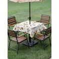 thumbnail image 4 of Outdoor Tablecloth with Umbrella Hole for Patio/Picnic/Party/Camping, Brown Spring Floral Waterproof Table Cloth Square Cover Washable, Flowers Leaves Elegant Pastoral (54"x 54"), 4 of 8