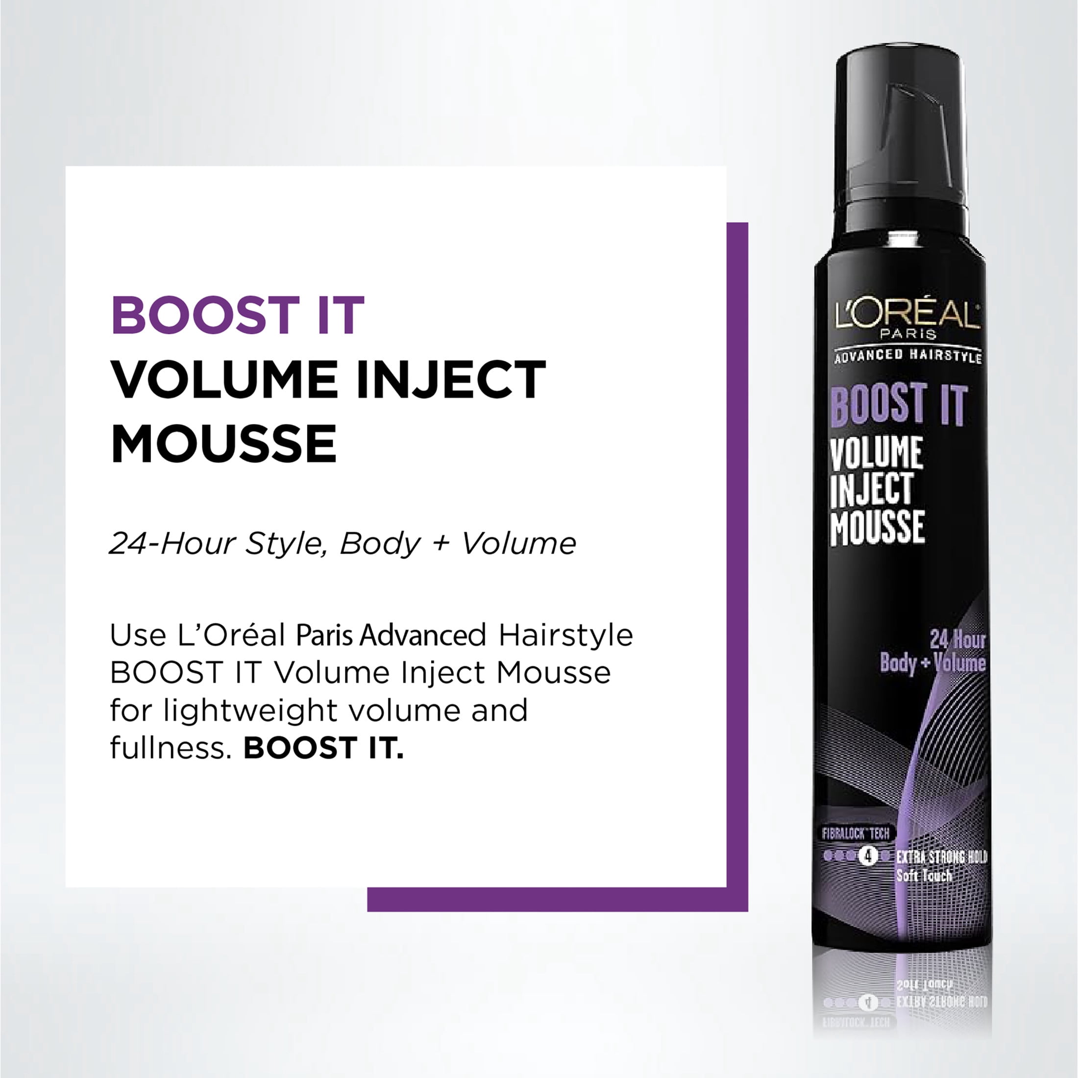 (3 pack) L'Oreal Paris Advanced Hairstyle Boost It 24 Hour Body + Volume Hair Styling Mousse 8.3 oz