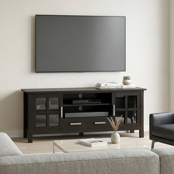 Simpli Home Simpli Home Kitchener 60 inch Wide Solid Wood Contemporary TV Stand in Hickory Brown For TVs up to 65 inches