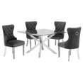 thumbnail image 1 of 47" x 47" Clear Glass 5pc Dining Set with Silver Stainless Steel, 1 of 4