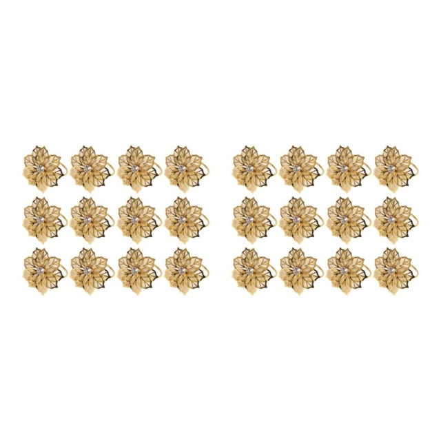 Servilleteros de Metal Dorado Inteprter 12x No Deformables 3D Flor Boda