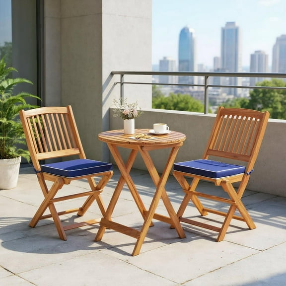 Resenkos Outdoor Dining Room Chairs, Patio Kitchen Chairs,Outdoor Folding Chairs with Seat Cushions Set of 2-Navy