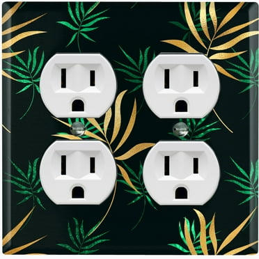 Metal Light Switch Plate Cover Tropical Jungle Palm Leaves Yellow Green JGL012
